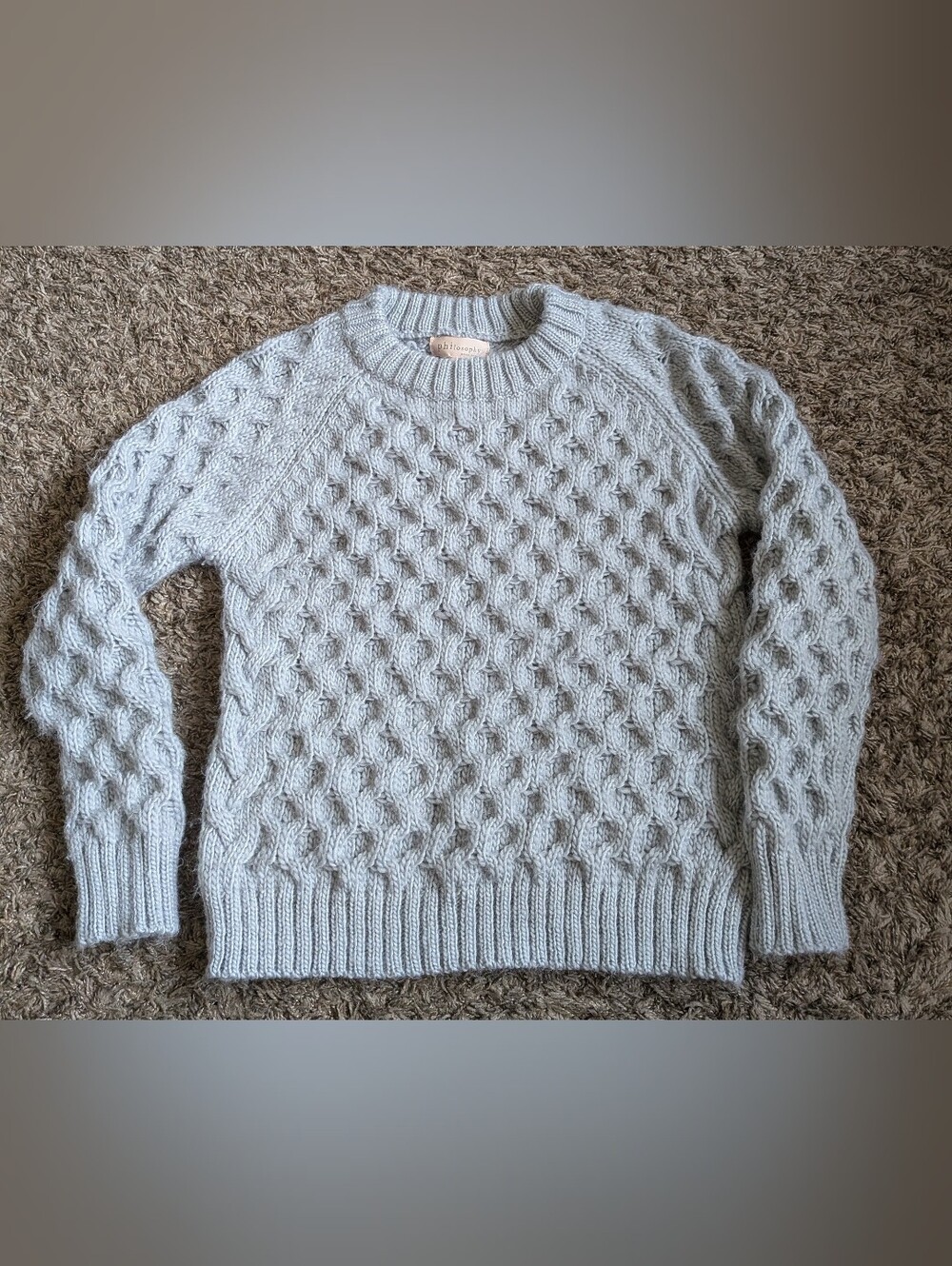 Philosophy Cable Knit Grey Pullover Chunky Sweater Women's S